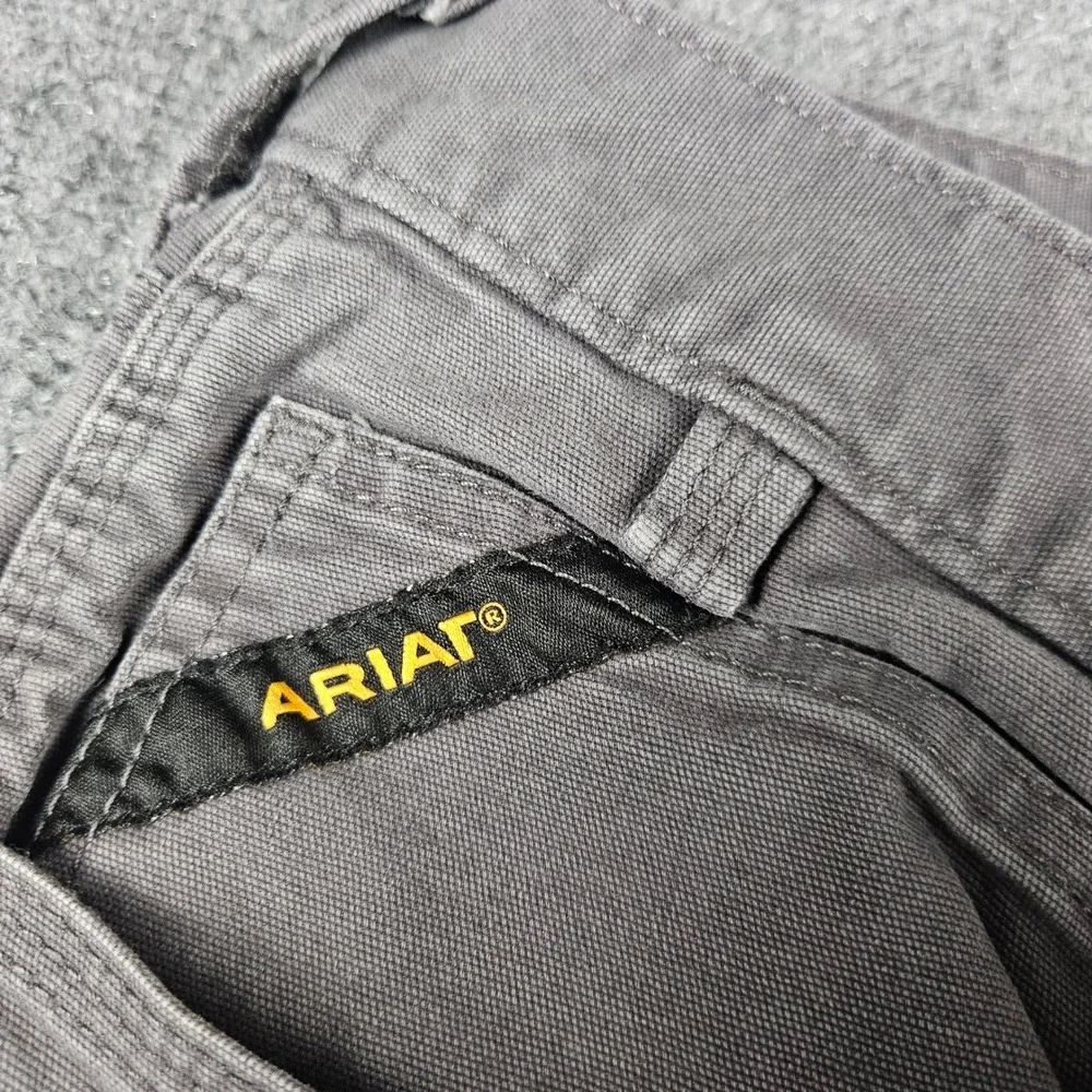 Ariat Rebar M4 Relaxed‎ Straight Grey Canvas Work Pants Mens 44x32 (Measures 30)